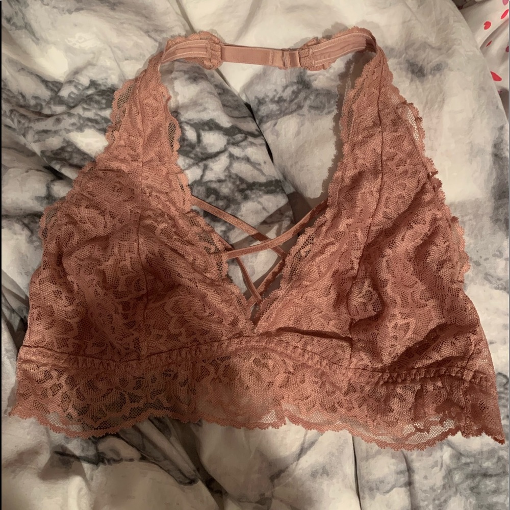 Large tan/pink lace bralette from Pink